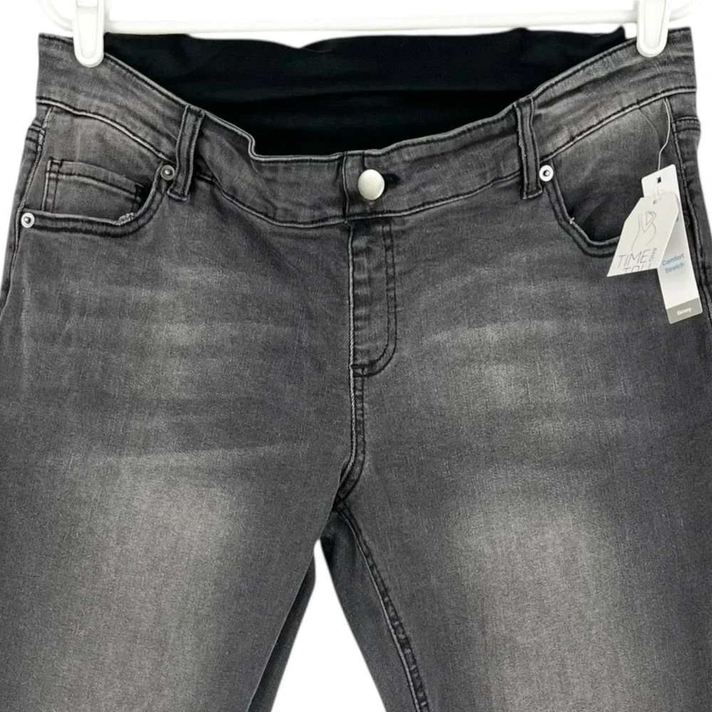 Time And Tru Women's Maternity Skinny Stretch Grey Denim Jeans Size L‎ 12-14 NWT